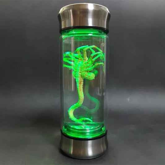 Alien Glow Jar – Xenomorph & Facehugger Specimen LED Jar Prop for Sci-Fi Decor & Collectors