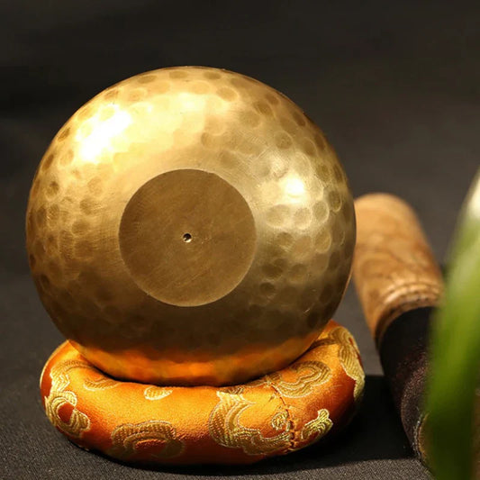 Nepal Tibetan Buddhist Singing Bowl Set – Handmade Bowl with Cushion, Mallet & Storage Bag